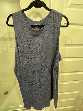 Natural Reflections Blue Bandana-Print Tank with Chest Pocket